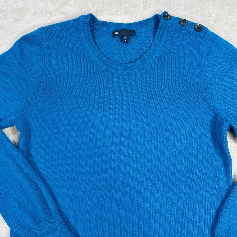 Gap Angora Sweater Womens Med Rabbit Hair Luxe Blue Crewneck